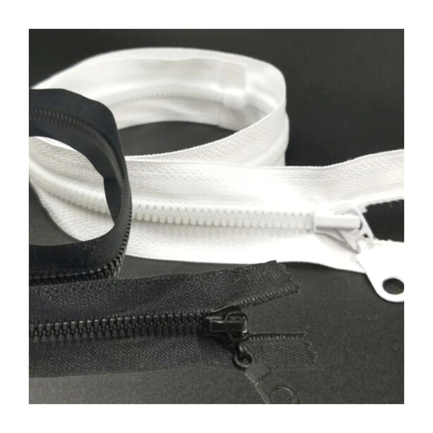 50cm Plastic Zip Zipper Black White Open-Ended Open-End Sportwear Bags Sewing Accessories - White - Asia Sell