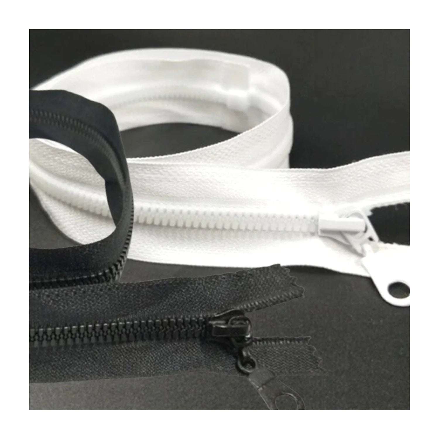 50cm Plastic Zip Zipper Black White Open-Ended Open-End Sportwear Bags Sewing Accessories - White - Asia Sell