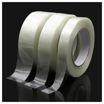 50m Roll 5mm 10mm 15mm Glass Fiber Tape Packaging Transparent Striped Adhesive Tool - 5mm - Asia Sell