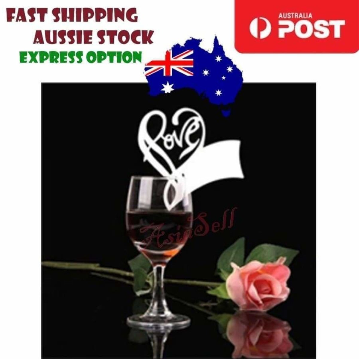 50pc Love Heart White Bird Wine Glass Table Place Holder Wedding Name Cards 150x90mm Cardboard - - Asia Sell