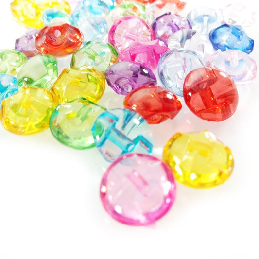 50pcs 12mm Mixed Colour Transparent Acrylic Buttons Apparel Sewing Accessories DIY Crafts - - Asia Sell