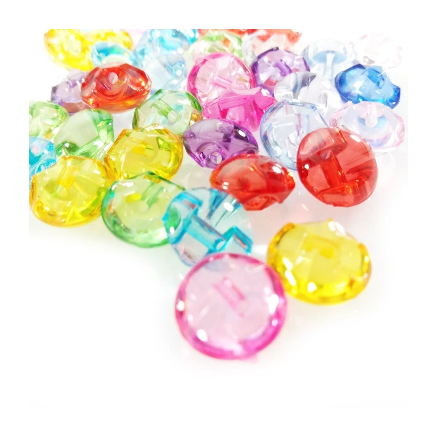 50pcs 12mm Mixed Colour Transparent Acrylic Buttons Apparel Sewing Accessories DIY Crafts - - Asia Sell