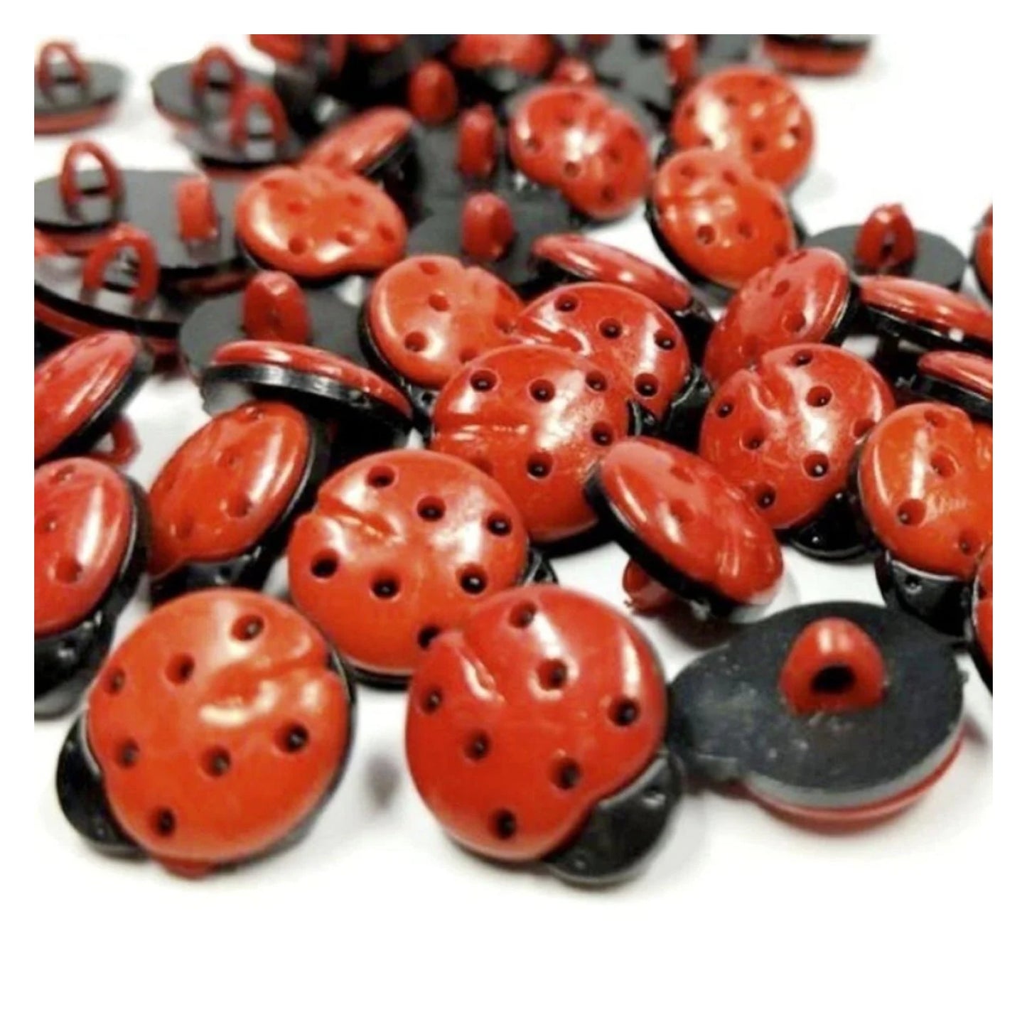 50pcs 13x15x8mm Ladybug Plastic Buttons Clothing Sewing Button for DIY Craft Supplies Wedding Decoration Scrapbooking - Red - Asia Sell