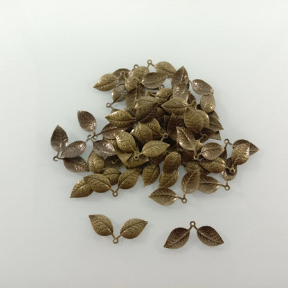 50pcs 13x32mm Vintage Double Leaf Pendant Charms for Necklace Bracelet Broch Jewellery Making DIY Gold - Antique Bronze - Asia Sell