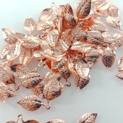 50pcs 13x32mm Vintage Double Leaf Pendant Charms for Necklace Bracelet Broch Jewellery Making DIY Gold - Antique Bronze - Asia Sell