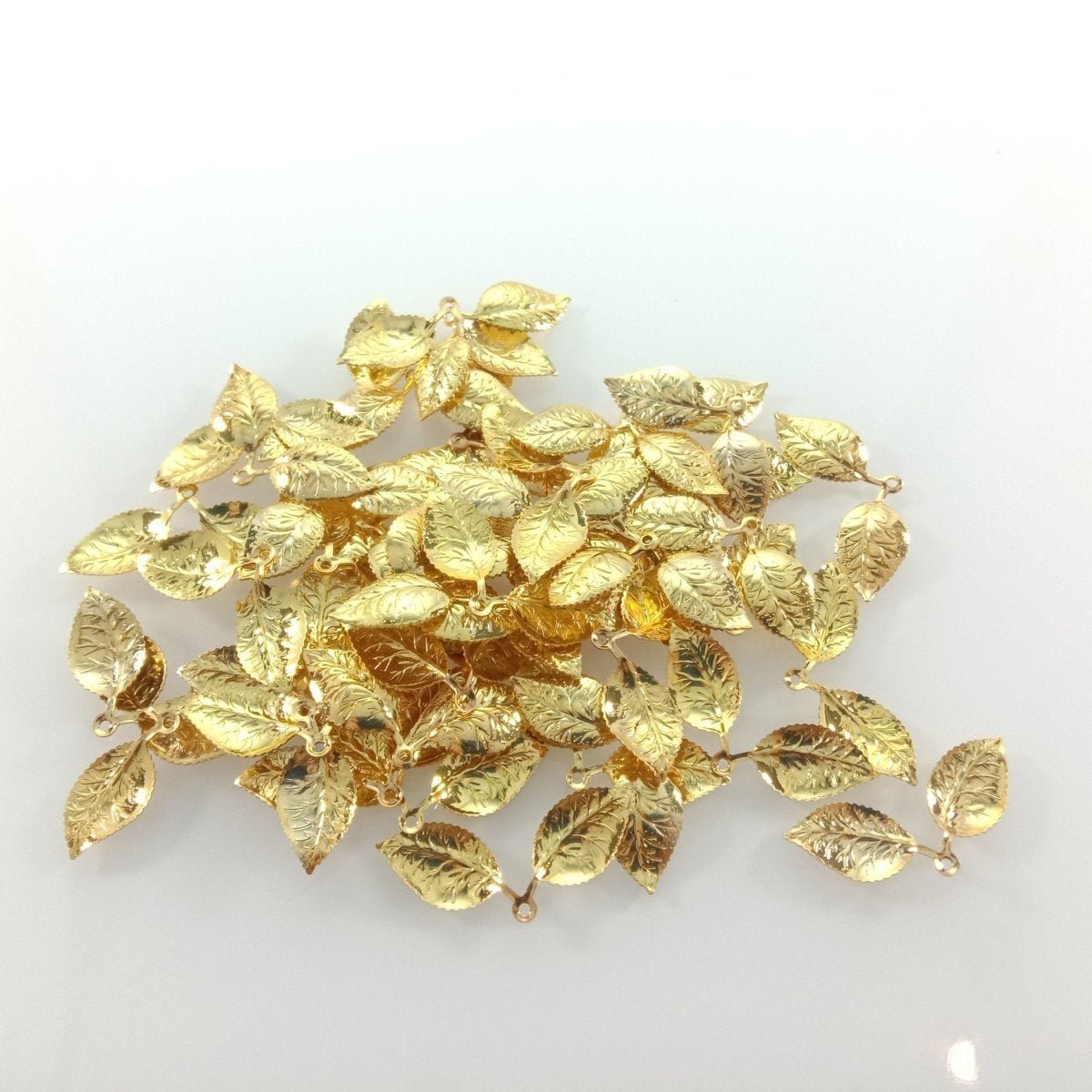 50pcs 13x32mm Vintage Double Leaf Pendant Charms for Necklace Bracelet Broch Jewellery Making DIY Gold - Gold - Asia Sell