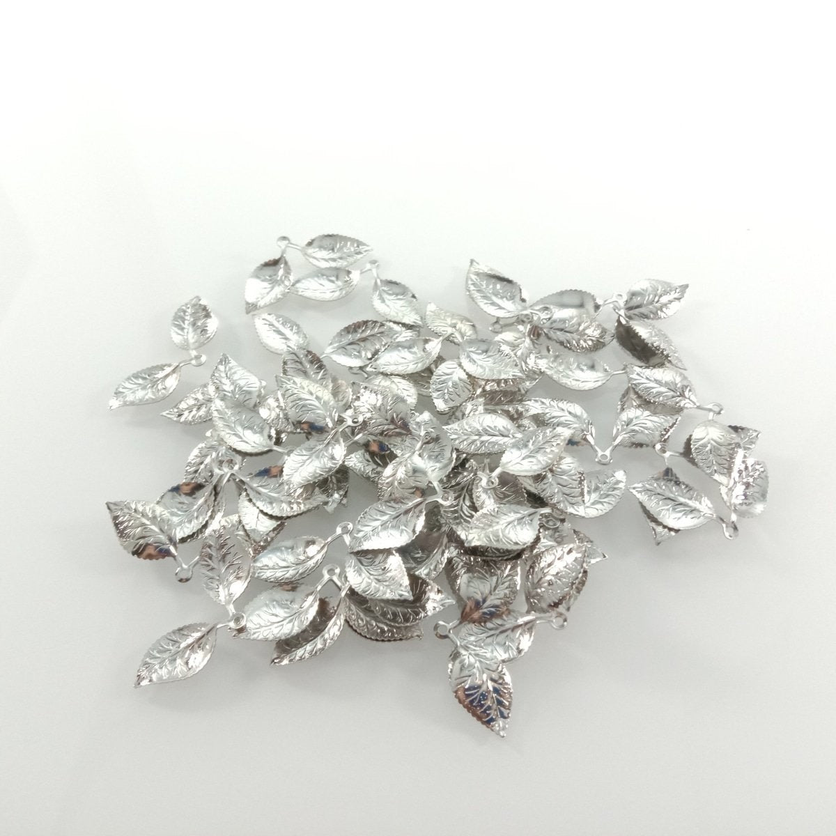 50pcs 13x32mm Vintage Double Leaf Pendant Charms for Necklace Bracelet Broch Jewellery Making DIY Gold - Rhodium - Asia Sell