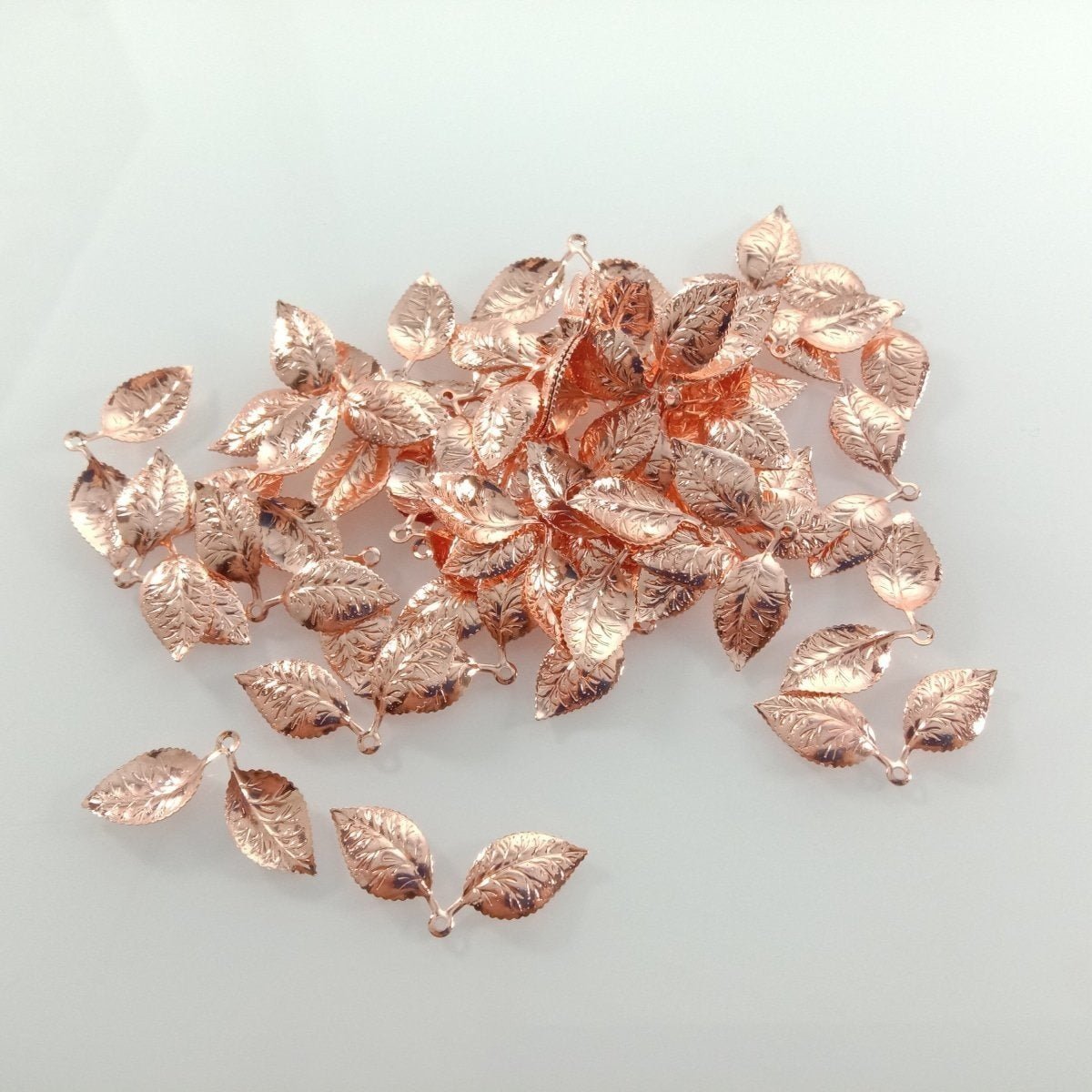 50pcs 13x32mm Vintage Double Leaf Pendant Charms for Necklace Bracelet Broch Jewellery Making DIY Gold - Rose Gold - Asia Sell