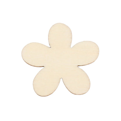 50pcs 15-40mm Natural Wooden Flower Butterfly Shape Blanks Forms Scrapbooking Crafts Sketching - 15mm Flowers - - Asia Sell