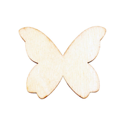 50pcs 15-40mm Natural Wooden Flower Butterfly Shape Blanks Forms Scrapbooking Crafts Sketching - 40mm Butterflies - - Asia Sell