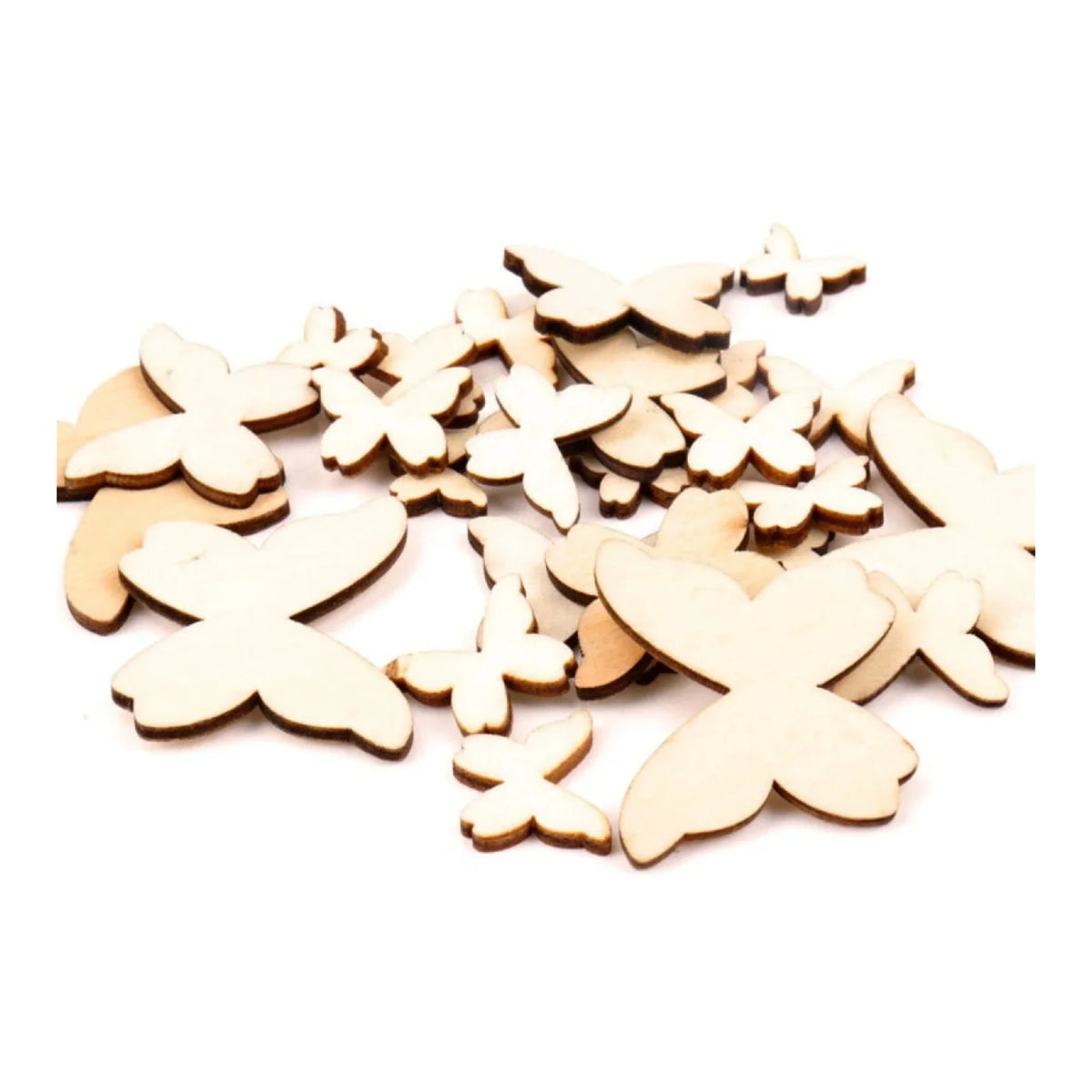 50pcs 15-40mm Natural Wooden Flower Butterfly Shape Blanks Forms Scrapbooking Crafts Sketching