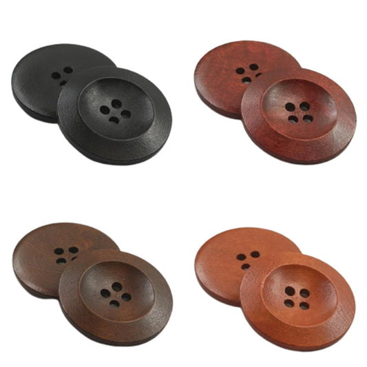 50pcs 15mm 20mm 25mm 30mm 35mm 4 Hole Wooden Buttons Sewing Round Wood Button For Clothes Coat Handmade - 20mm Light Coffee - Asia Sell