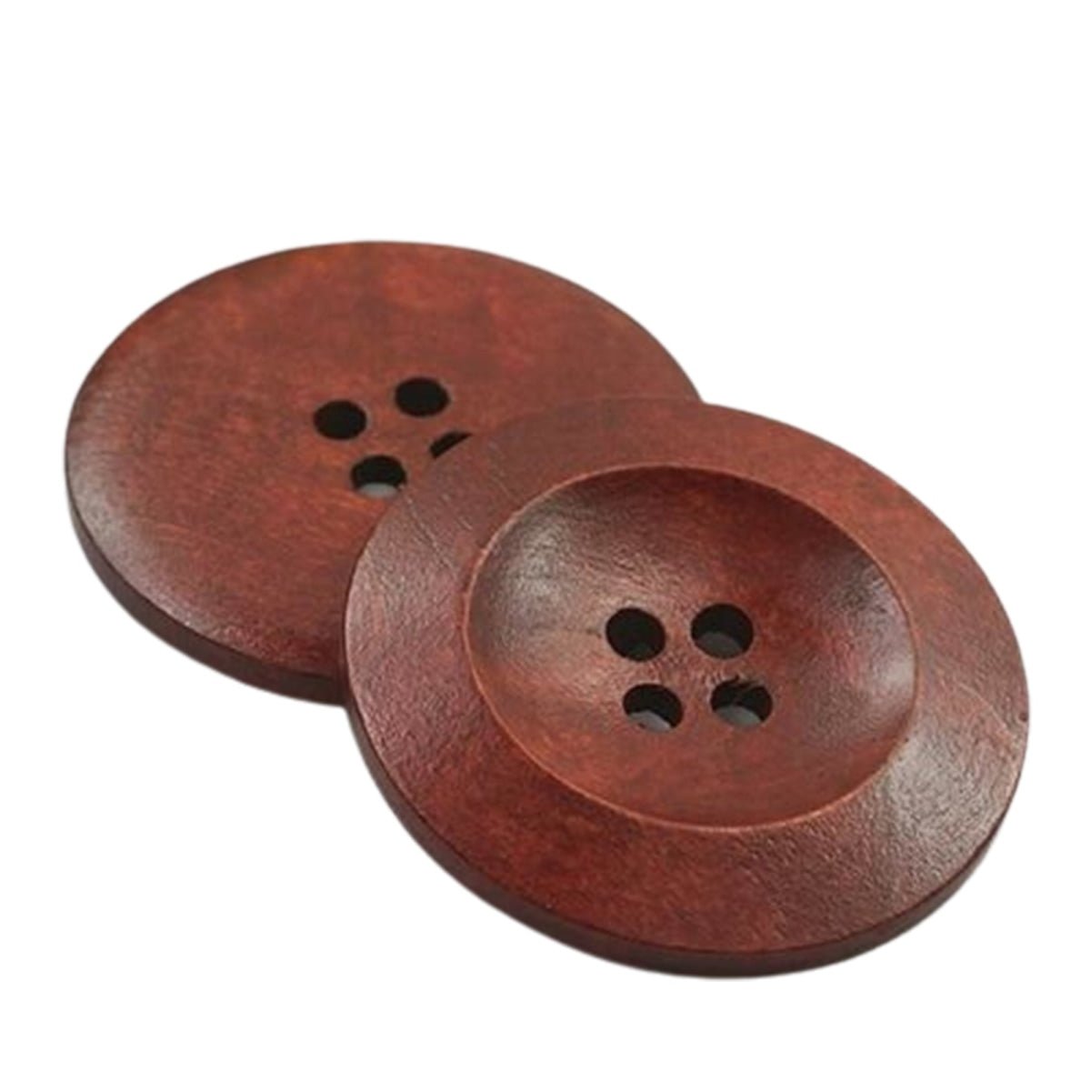 50pcs 15mm 20mm 25mm 30mm 35mm 4 Hole Wooden Buttons Sewing Round Wood Button For Clothes Coat Handmade - 25mm Coffee Colour - - Asia Sell