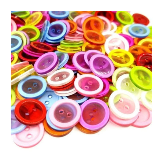 50pcs 15mm Round 2 Hole Resin Buttons Flatback Children's Clothing Sewing - - Asia Sell