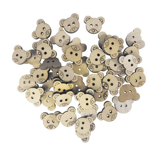 50pcs 19mm Teddy Bear Clothing Wooden Buttons 2 Hole Flatback Sewing Brown - - Asia Sell