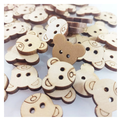 50pcs 19mm Teddy Bear Clothing Wooden Buttons 2 Hole Flatback Sewing Brown - - Asia Sell