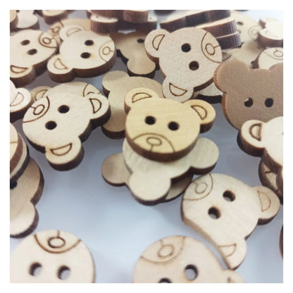 50pcs 19mm Teddy Bear Clothing Wooden Buttons 2 Hole Flatback Sewing Brown - - Asia Sell
