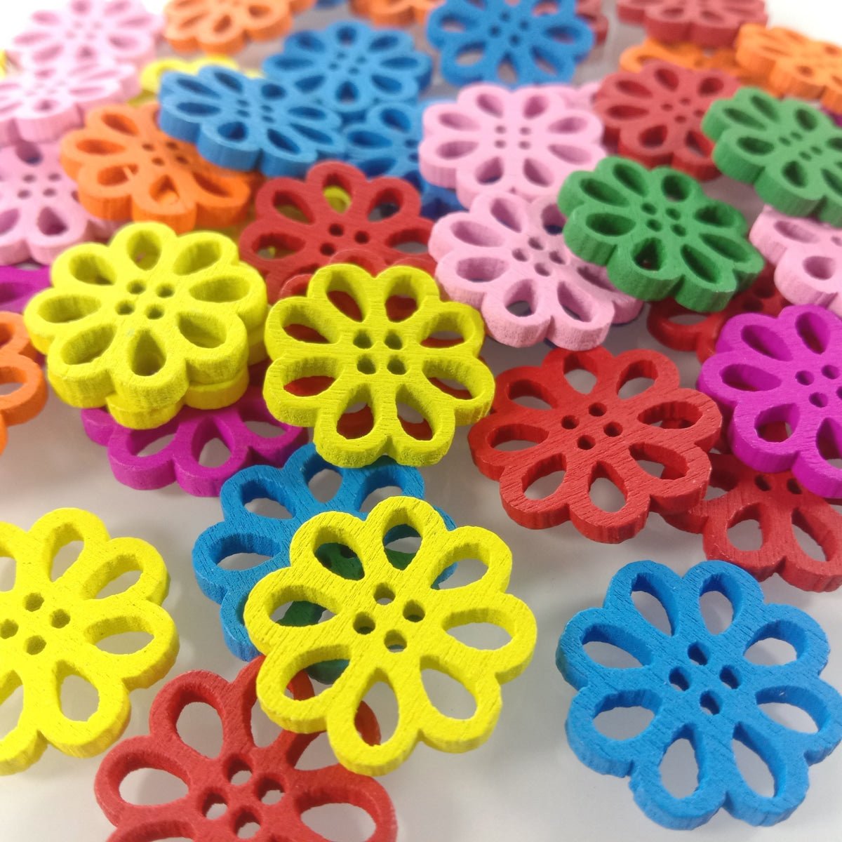 50pcs 20mm Colourful Bright Lotus Buttons Painted Wooden Shapes Mandala Flower Crafts - - Asia Sell