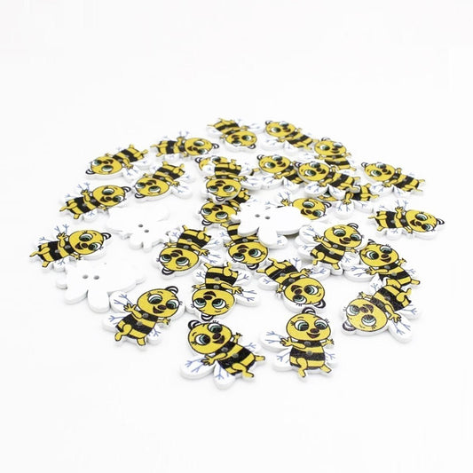 50pcs 30mm Bee Theme Wooden Buttons Scrapbooking Baby Children Clothing Sewing - - Asia Sell