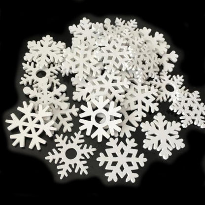 50pcs 3.5cm White Red Wooden Snowflakes Christmas Snow Craft Pendant Hanging Ornament Xmas New Year Decor Home Decorations - White - Asia Sell