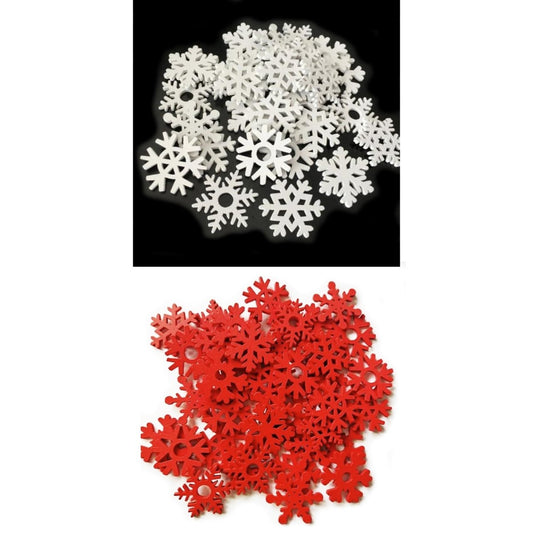 50pcs 3.5cm White Red Wooden Snowflakes Christmas Snow Craft Pendant Hanging Ornament Xmas New Year Decor Home Decorations - White - Asia Sell