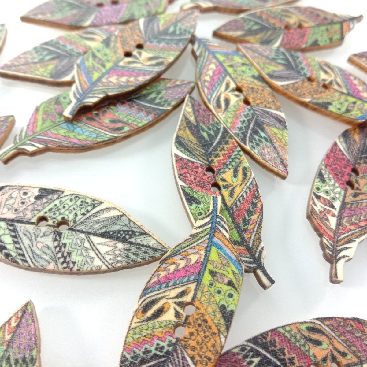 50pcs 42mm Wooden Leaf Buttons Leaves Retro for Scrapbooking Handmade Clothes - Dark - Asia Sell