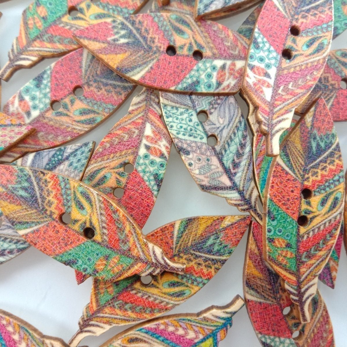 50pcs 42mm Wooden Leaf Buttons Leaves Retro for Scrapbooking Handmade Clothes - Light - Asia Sell