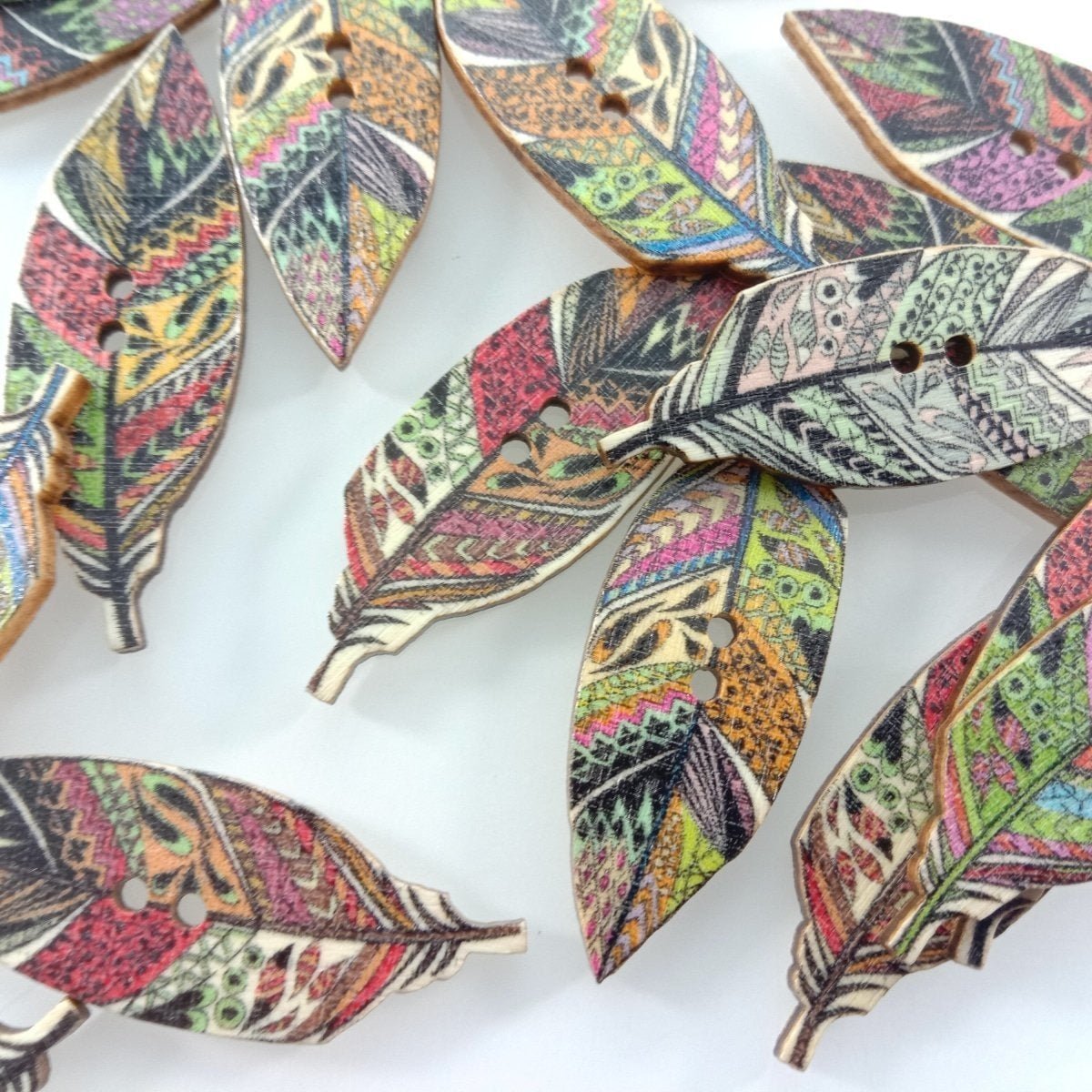 50pcs 42mm Wooden Leaf Buttons Leaves Retro for Scrapbooking Handmade Clothes - Light - Asia Sell