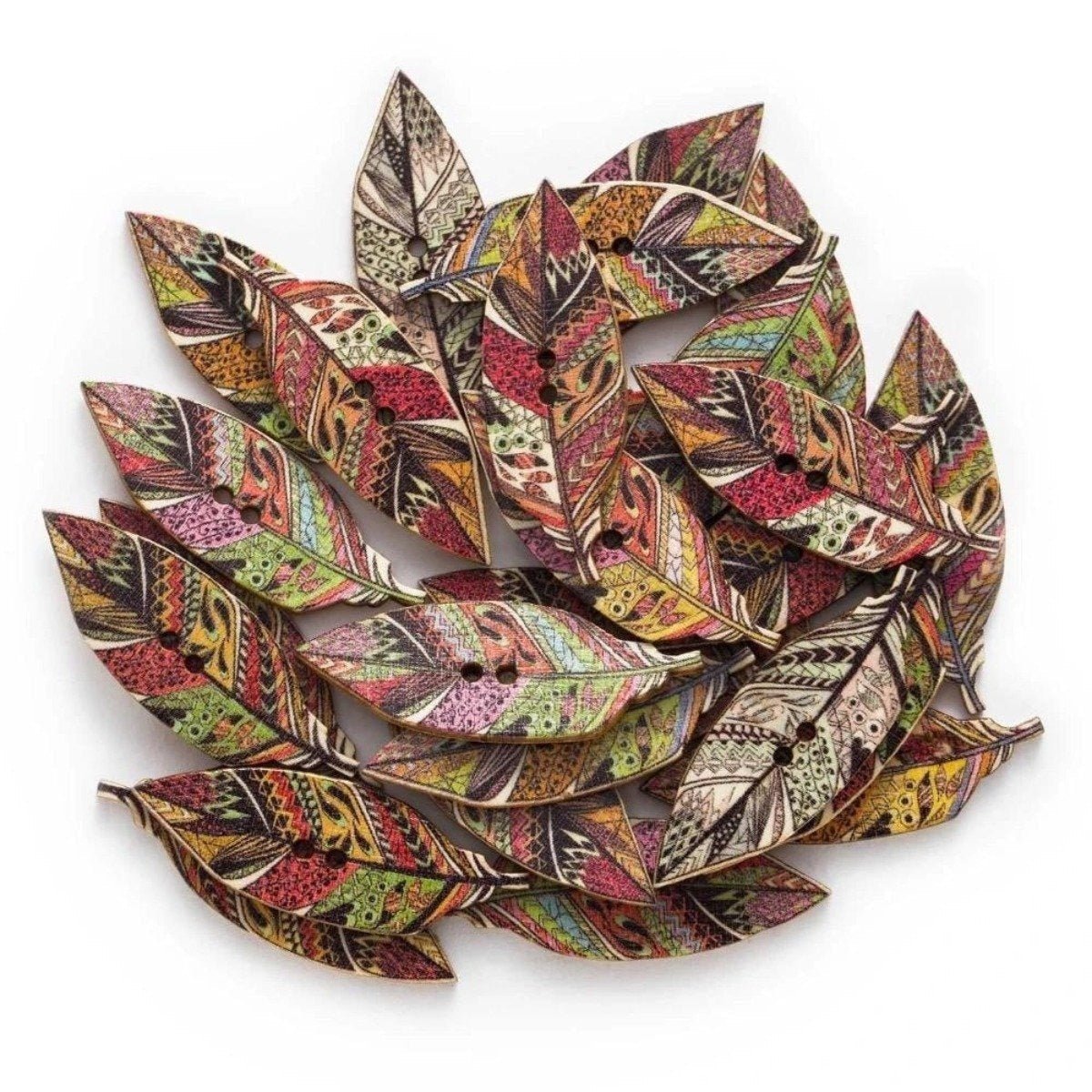 50pcs 42mm Wooden Leaf Buttons Leaves Retro for Scrapbooking Handmade Clothes - Light - Asia Sell