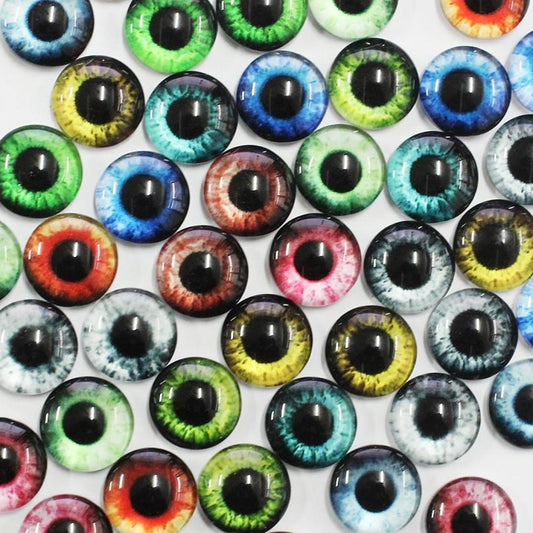50pcs 6mm 8mm 10mm Dragon Owl Eyes Round Glass Cabochon Flatback Photo Jewellery Cameo Pendant Settings - Mixed - 6mm - Asia Sell