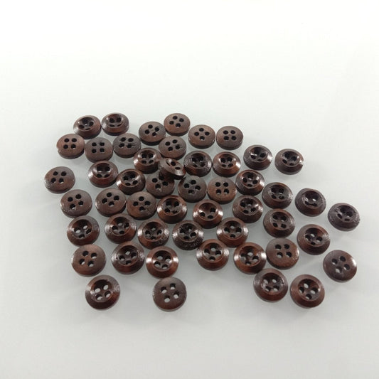 50pcs 9mm 4 Hole Dark Coffee Brown Wooden Buttons Sewing Round Wood Button Clothes for Handmade Clothes - - Asia Sell