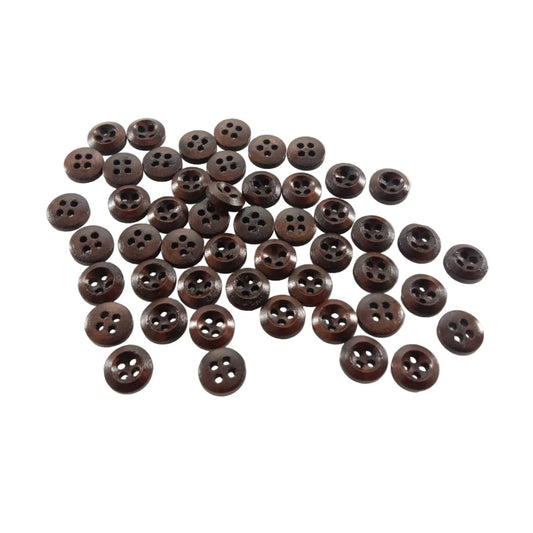 50pcs 9mm 4 Hole Dark Coffee Brown Wooden Buttons Sewing Round Wood Button Clothes for Handmade Clothes - - Asia Sell