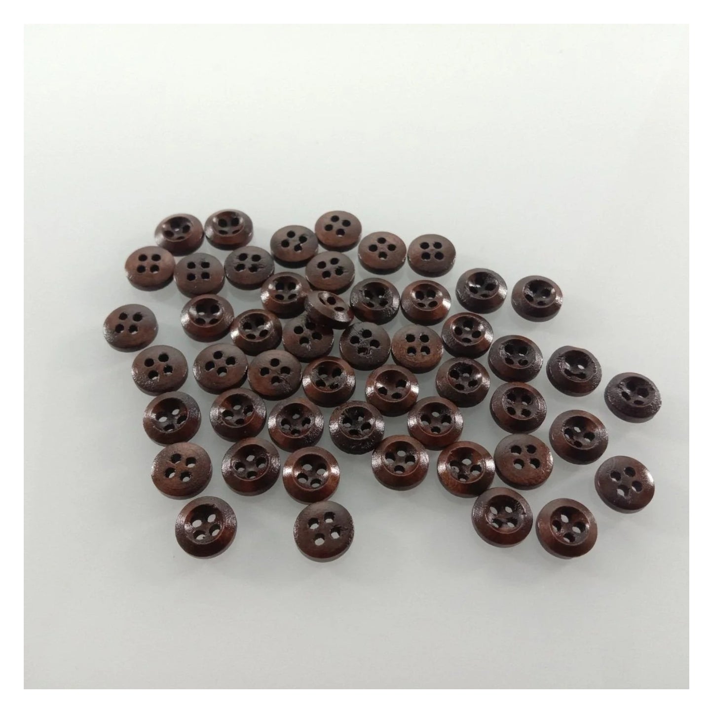 50pcs 9mm 4 Hole Dark Coffee Brown Wooden Buttons Sewing Round Wood Button Clothes for Handmade Clothes - - Asia Sell