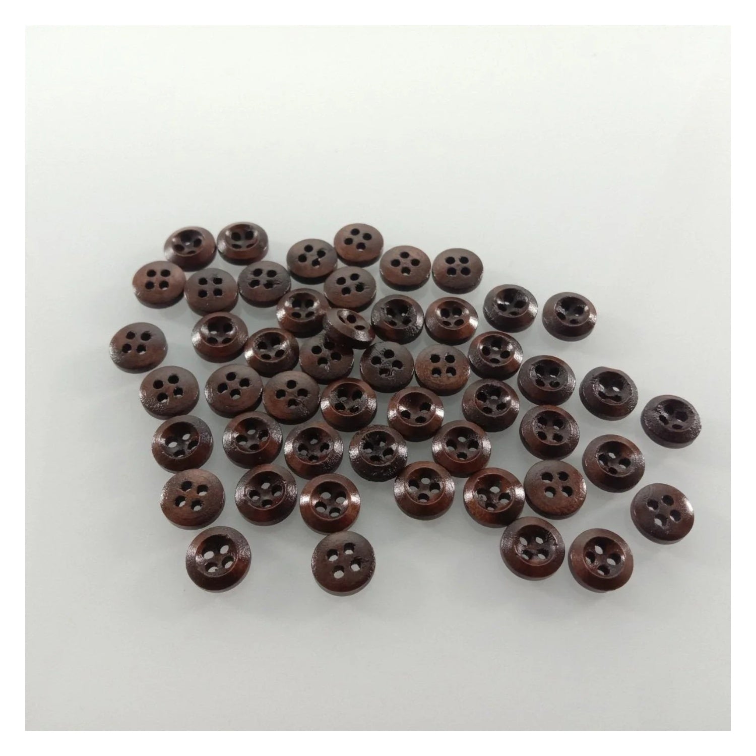 50pcs 9mm 4 Hole Dark Coffee Brown Wooden Buttons Sewing Round Wood Button Clothes for Handmade Clothes - - Asia Sell