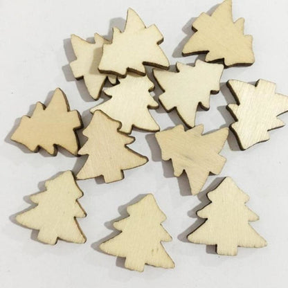 50pcs Christmas Trees 19mm Natural Wood Craft Christmas Pendant Hanging Ornament New Year Decor Home Decorations - - Asia Sell