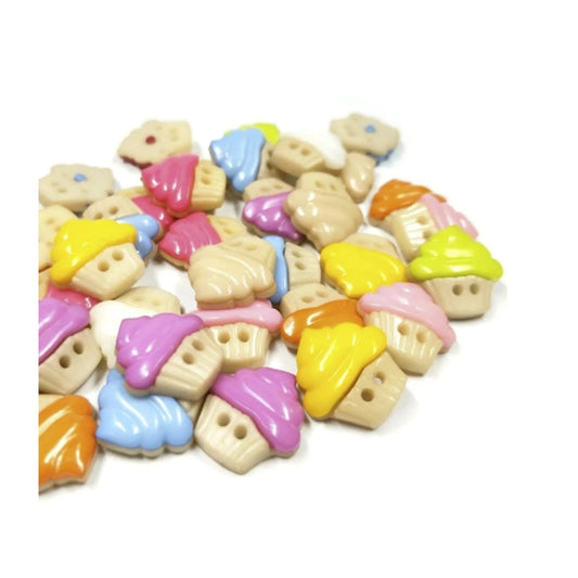 50pcs Cupcake Plastic Buttons DIY Scrapbooking Accessories Children's Apparel Sewing - - Asia Sell