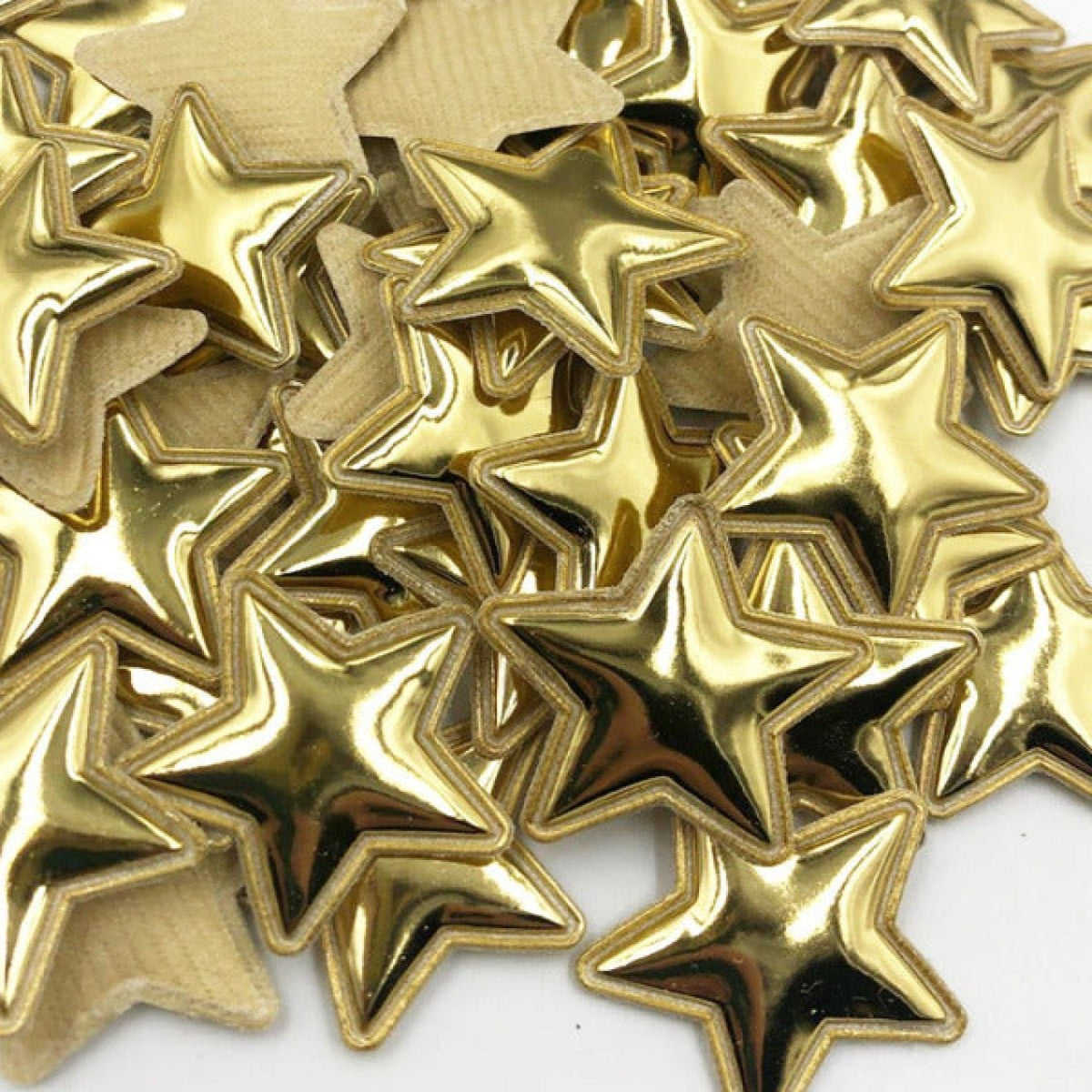 50pcs Glossy Shiny Padded Clothing Patches Star Shape Garment Appliques Decoration DIY Accessories PU Leather Craft - Gold - Asia Sell