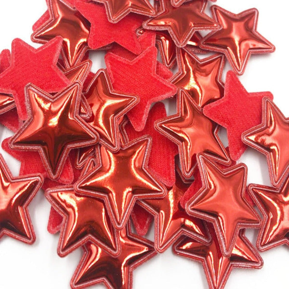 50pcs Glossy Shiny Padded Clothing Patches Star Shape Garment Appliques Decoration DIY Accessories PU Leather Craft - Red - Asia Sell