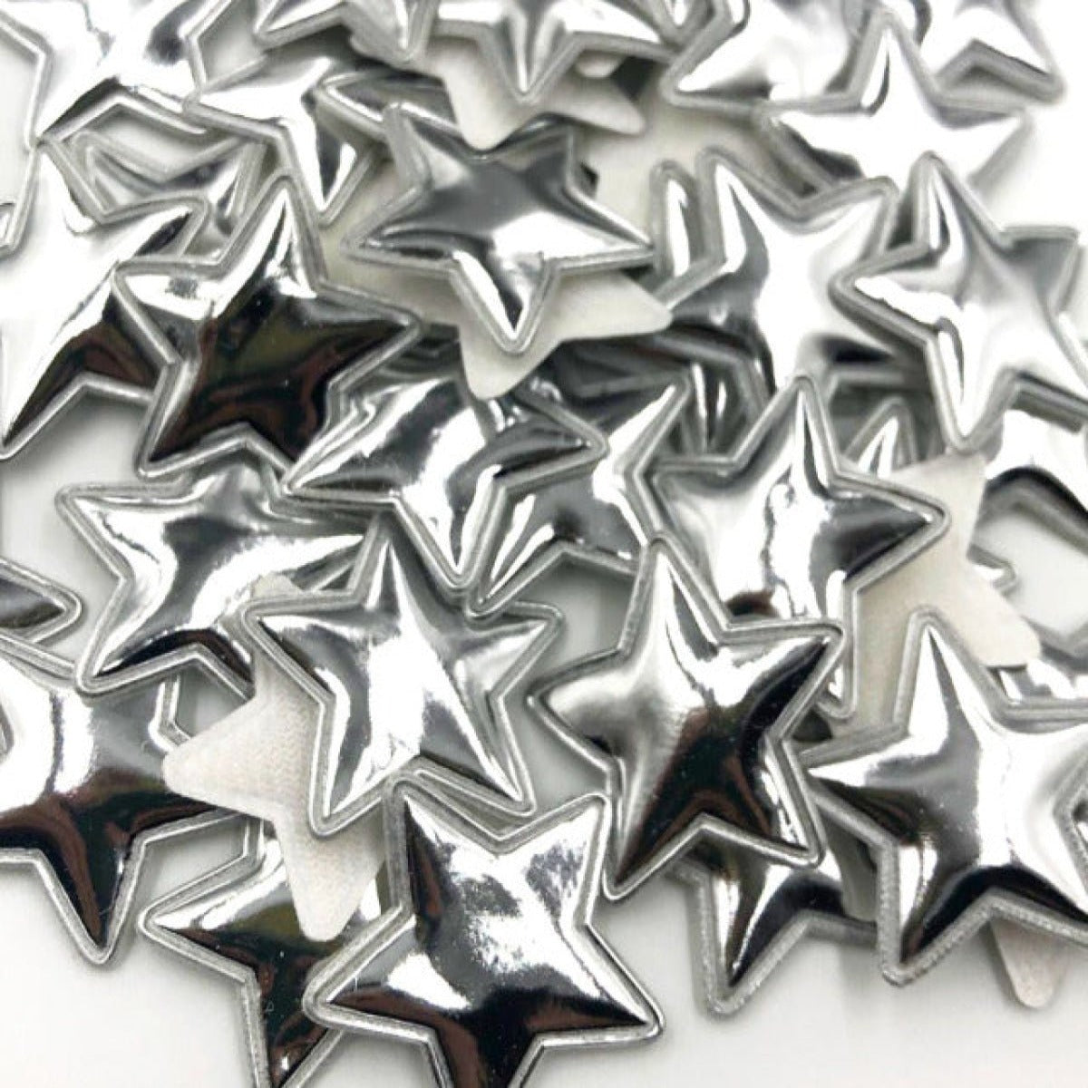 50pcs Glossy Shiny Padded Clothing Patches Star Shape Garment Appliques Decoration DIY Accessories PU Leather Craft - Silver - Asia Sell