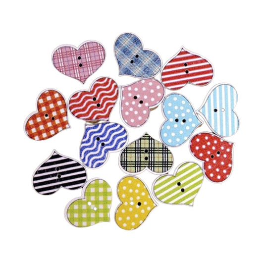 50pcs Heart Shape Decorative Painted Wooden Buttons Wood Button Wooden Decorations - - Asia Sell