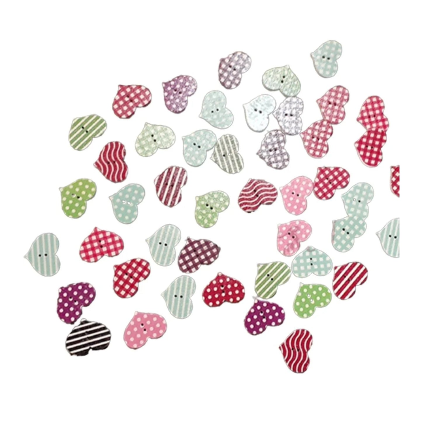 50pcs Heart Shape Decorative Painted Wooden Buttons Wood Button Wooden Decorations - - Asia Sell