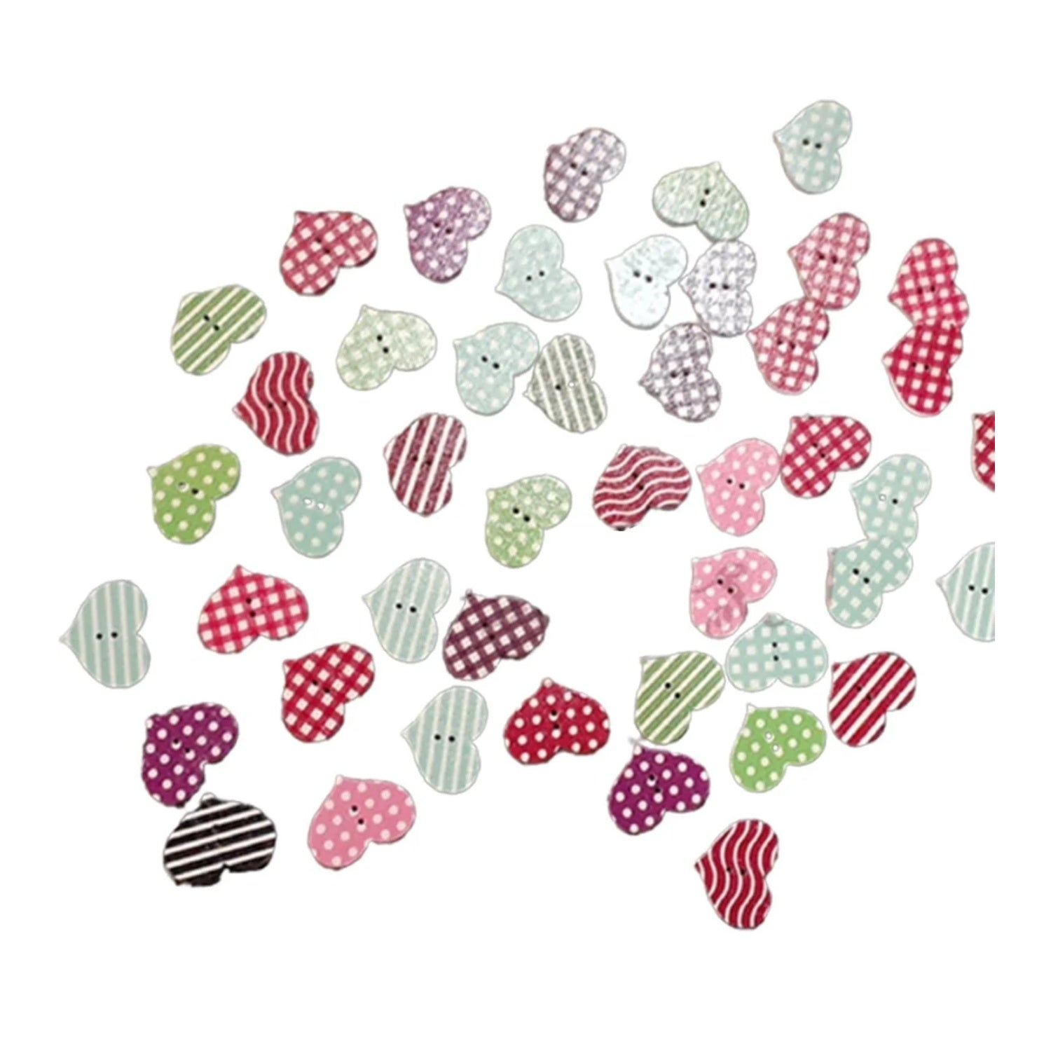 50pcs Heart Shape Decorative Painted Wooden Buttons Wood Button Wooden Decorations - - Asia Sell