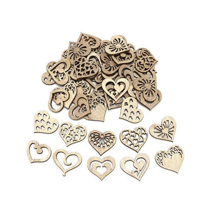 50pcs Heart Wood Love Wooden Crafts Wedding Party Decoration Birthday Valentine's Gifts Home Table Decor - Asia Sell