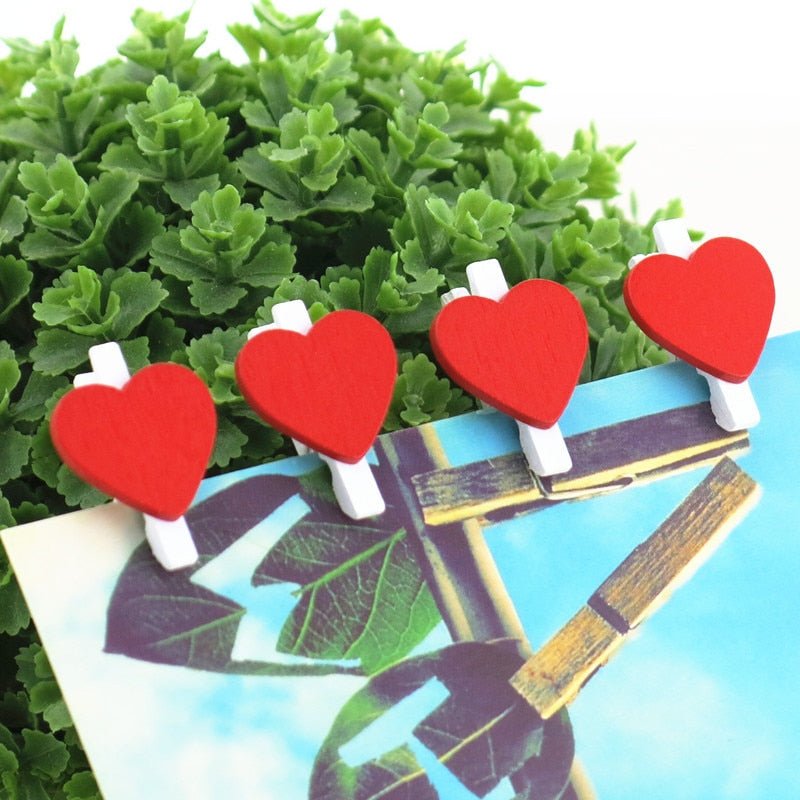 50pcs Mini Romantic Loving Heart Shape Wood Clips Handicrafts Photos Papers Clothes Pegs Home Bachelorette Party Decorations Crafts Wooden Forms - - Asia Sell