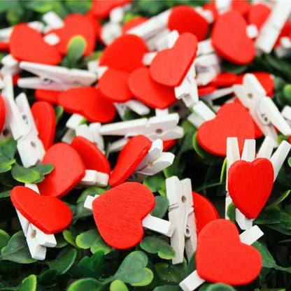 50pcs Mini Romantic Loving Heart Shape Wood Clips Handicrafts Photos Papers Clothes Pegs Home Bachelorette Party Decorations Crafts Wooden Forms - - Asia Sell