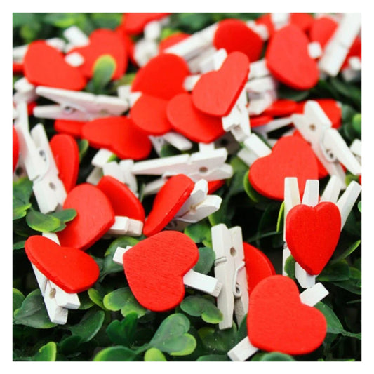 50pcs Mini Romantic Loving Heart Shape Wood Clips Handicrafts Photos Papers Clothes Pegs Home Bachelorette Party Decorations Crafts Wooden Forms - Asia Sell