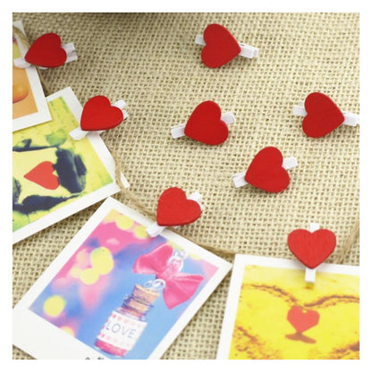 50pcs Mini Romantic Loving Heart Shape Wood Clips Handicrafts Photos Papers Clothes Pegs Home Bachelorette Party Decorations Crafts Wooden Forms - - Asia Sell