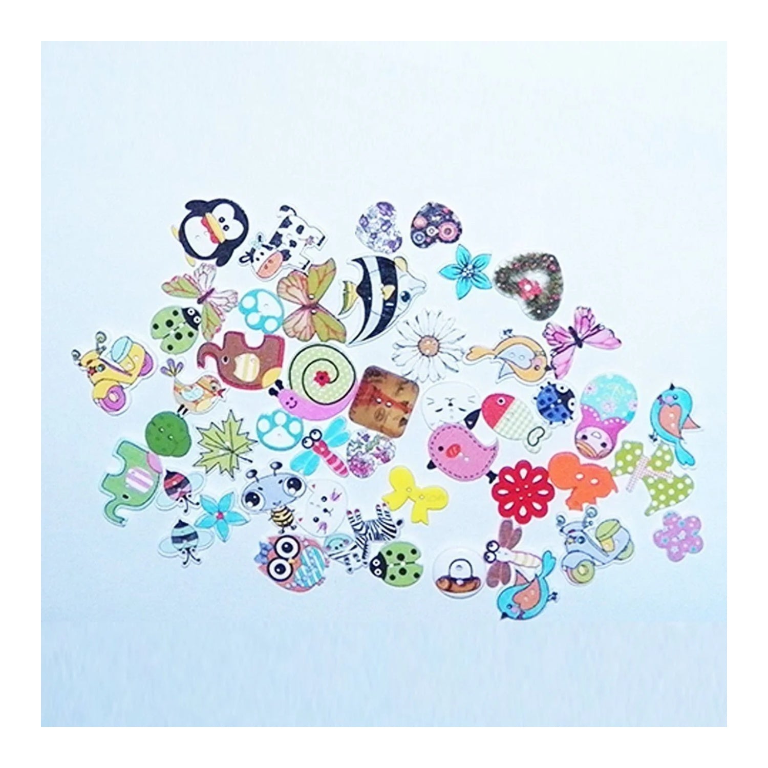 50pcs Mixed Wooden Clothing Buttons Craft DIY 2 Hole Wood Button - - Asia Sell