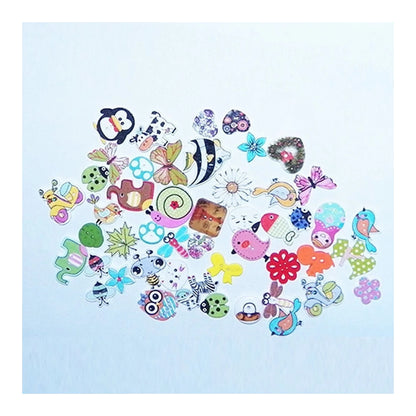 50pcs Mixed Wooden Clothing Buttons Craft DIY 2 Hole Wood Button - - Asia Sell