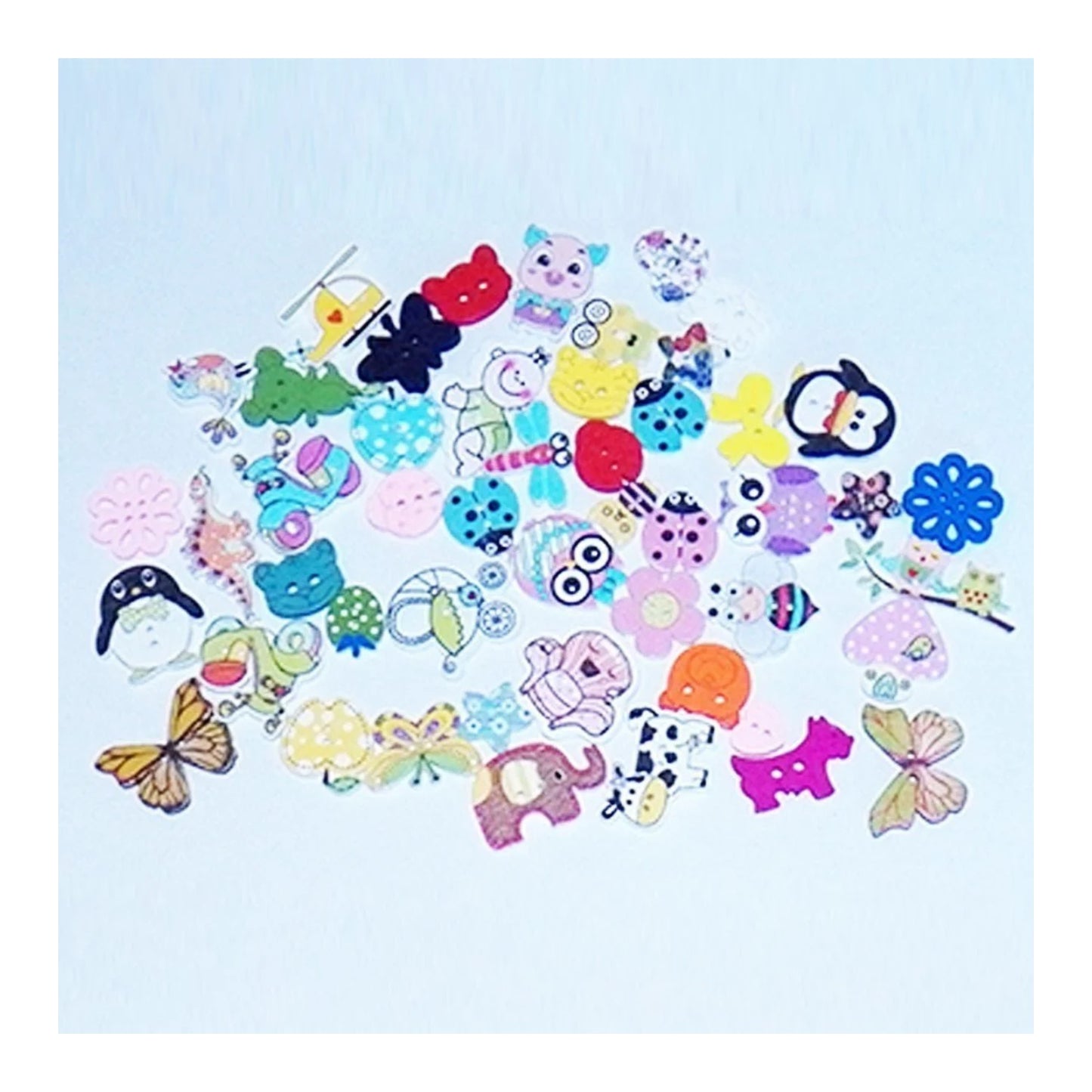 50pcs Mixed Wooden Clothing Buttons Craft DIY 2 Hole Wood Button - - Asia Sell